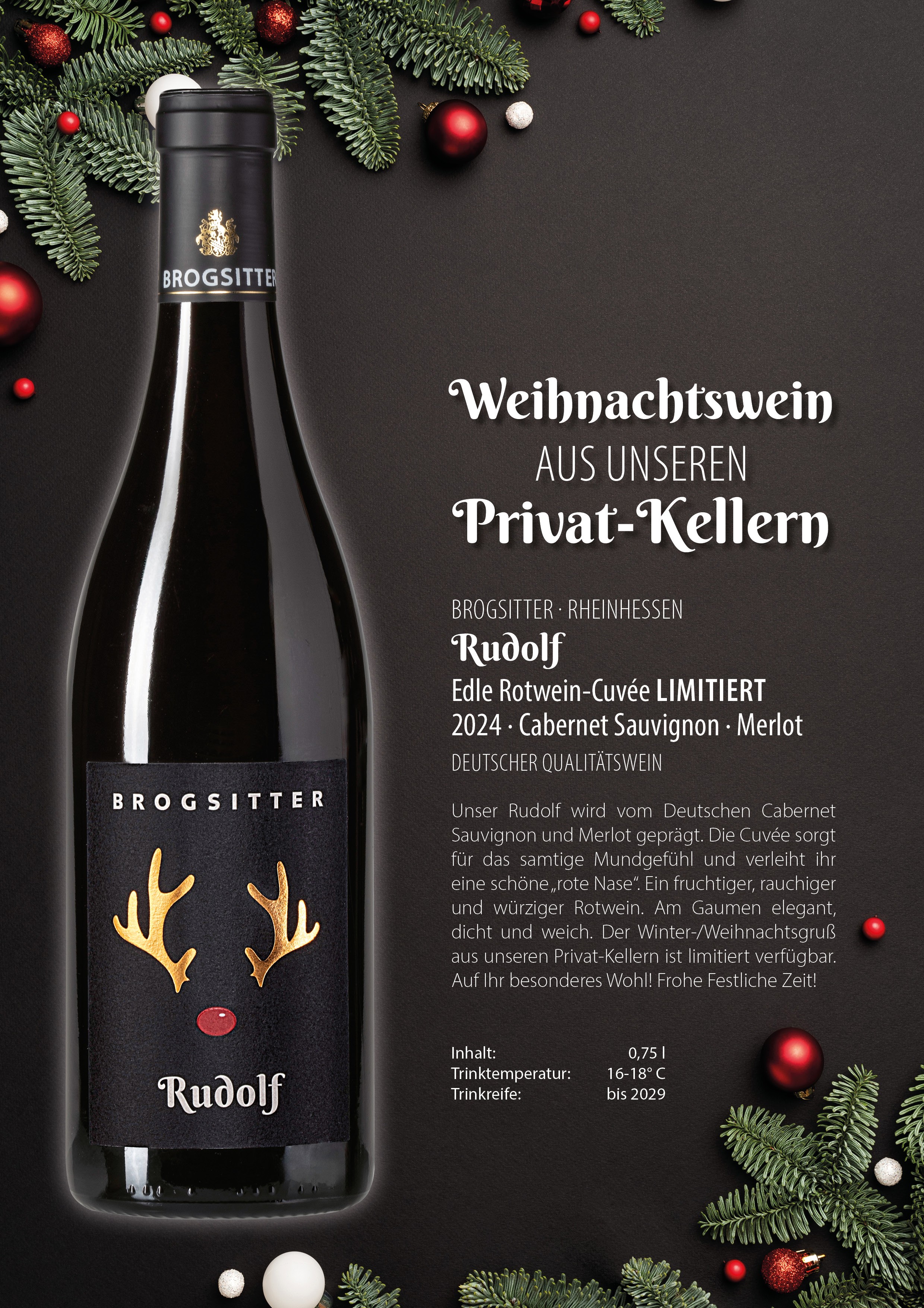 Brogsitter Rudolf Weihnachtswein 0,75l